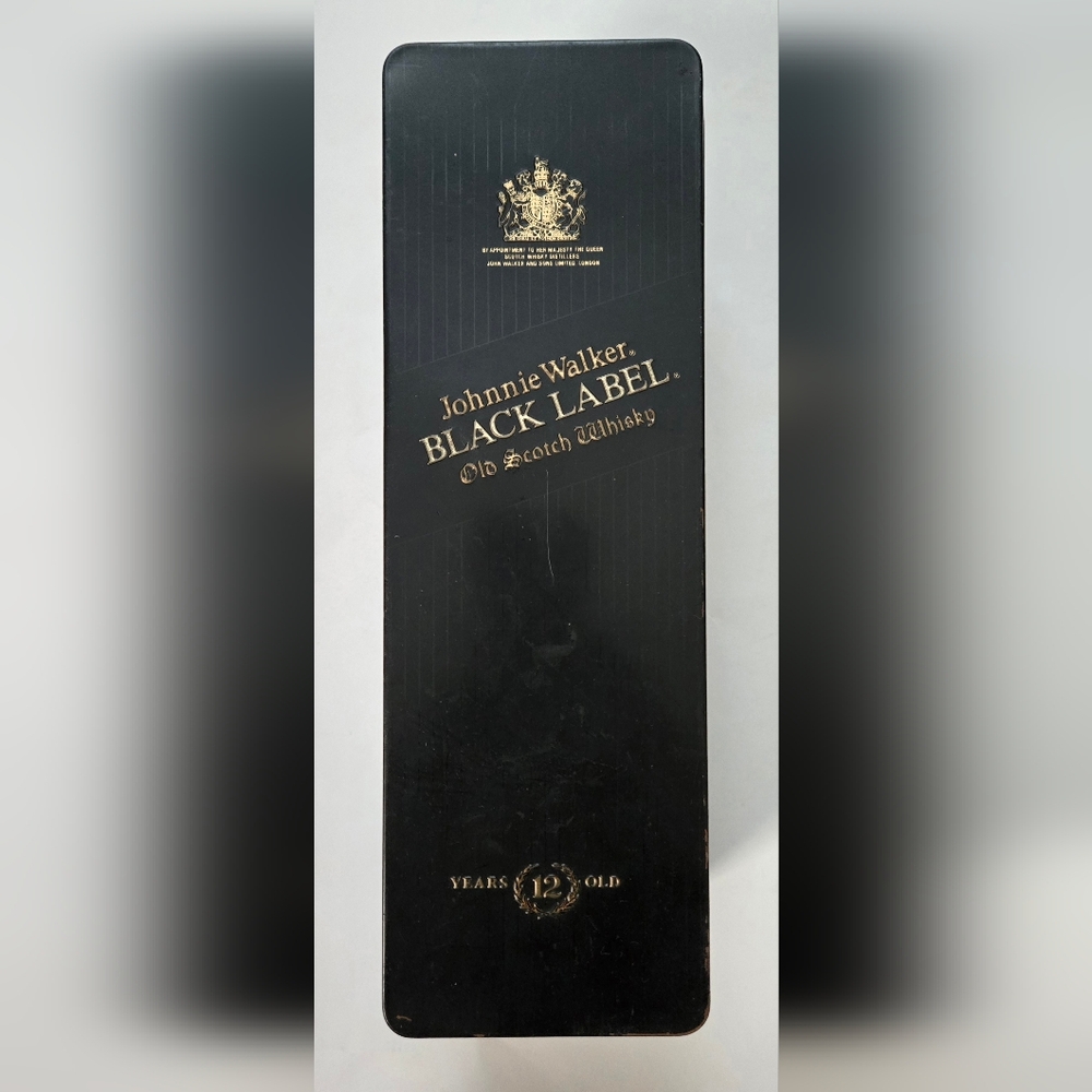 VTG Johnnie Walker Black Label 12 Year Scotch Whiskey Collector Tin Metal Box
